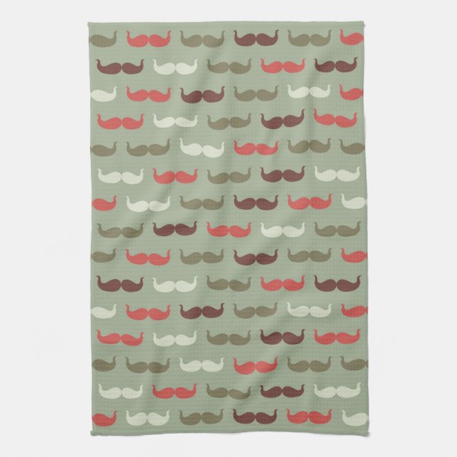 Vintage pattern with moustache tea towel (Vertical)