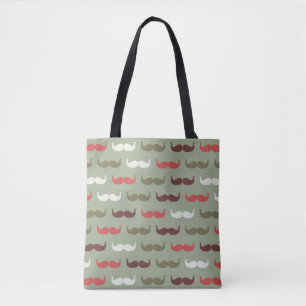 Vintage pattern with moustache tote bag