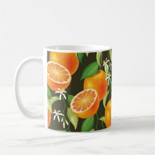 Vintage pattern with orange coffee mug