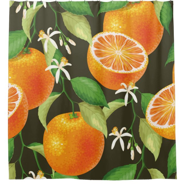 Vintage pattern with orange shower curtain (Front)
