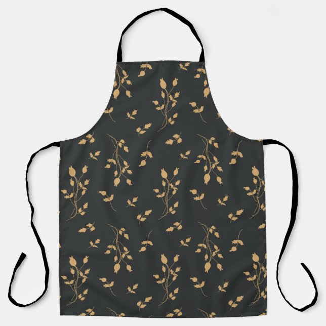 Vintage pattern with silhouettes berry and leaves  apron (Front)