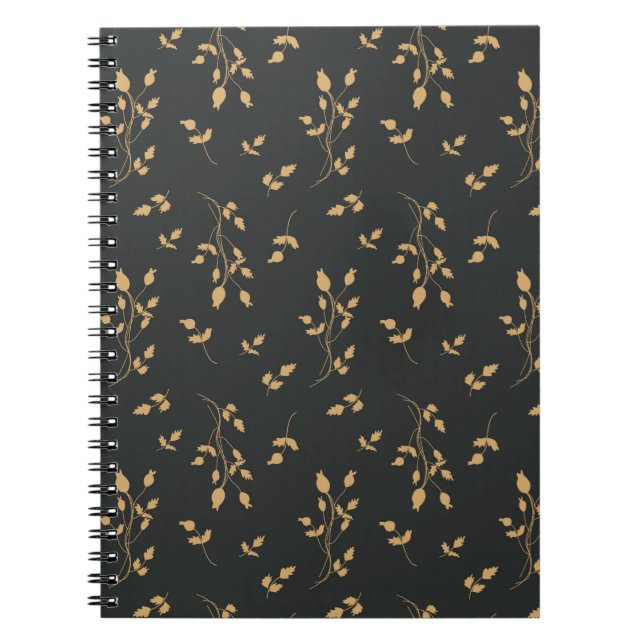 Vintage pattern with silhouettes berry and leaves  notebook (Front)