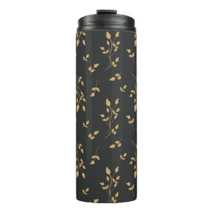 Vintage pattern with silhouettes berry and leaves thermal tumbler