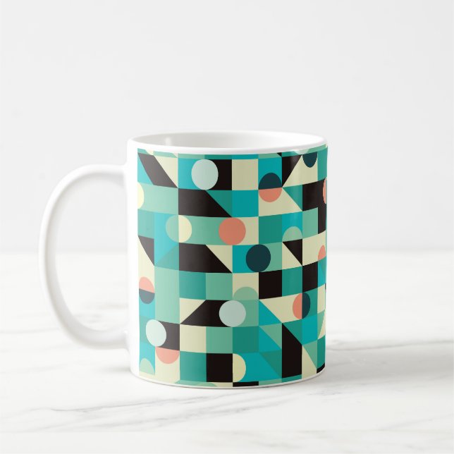 Vintage pattern with triangles and circles. coffee mug (Left)