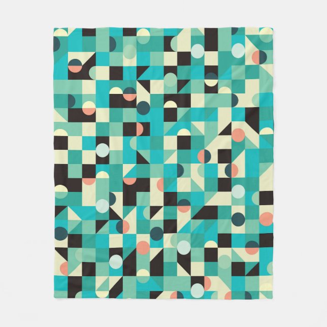 Vintage pattern with triangles and circles. fleece blanket (Front)