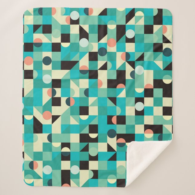 Vintage pattern with triangles and circles. sherpa blanket (Front)