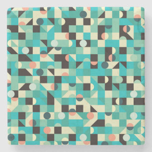 Vintage pattern with triangles and circles. stone coaster