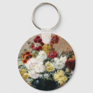 Vintage Paul Biva Astern in vase Floral Key Ring