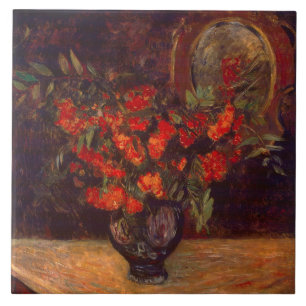 Vintage Paul Gauguin Flowers Floral Red Bouquet Ceramic Tile