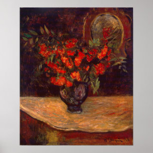 Vintage Paul Gauguin Flowers Floral Red Bouquet Poster