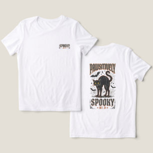 Vintage Pawsitively Spooky Black Cat Bat Halloween Tri-Blend Shirt