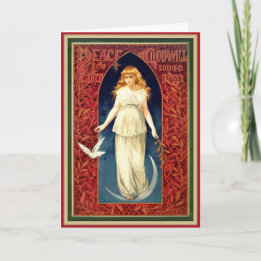 Vintage Peace Angel Restored Christmas Card