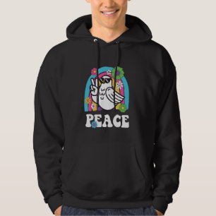 Vintage Peace Dove Pigeon Peace Sign Hippie Groovy Hoodie