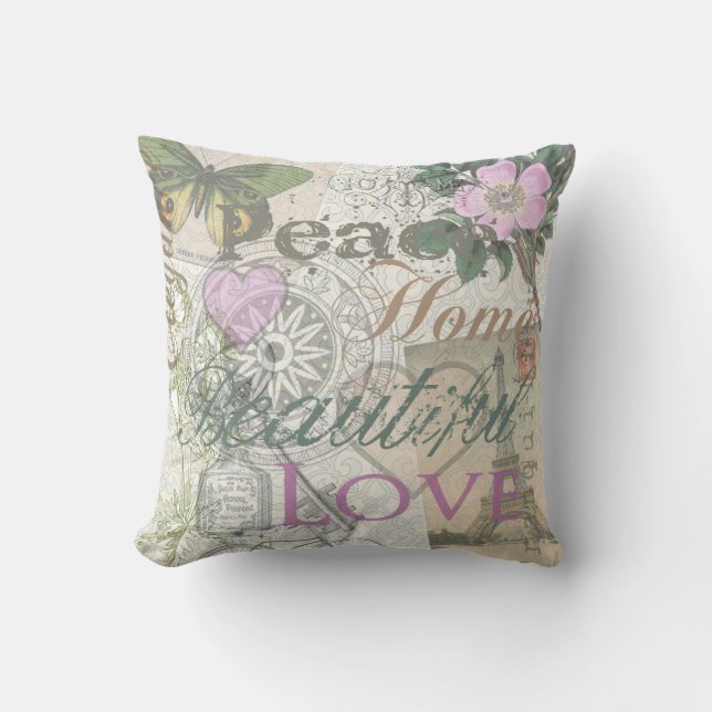 Vintage Peace Home Beautiful Love Cushion (Front)
