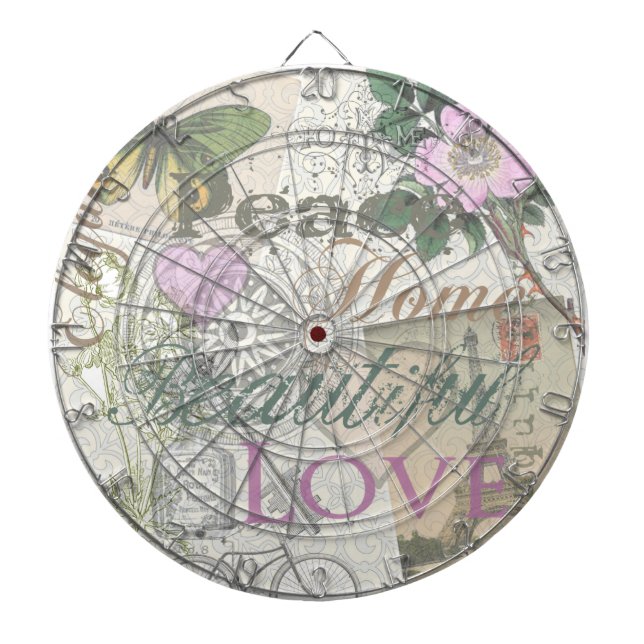 Vintage Peace Home Beautiful Love Dartboard (Front)