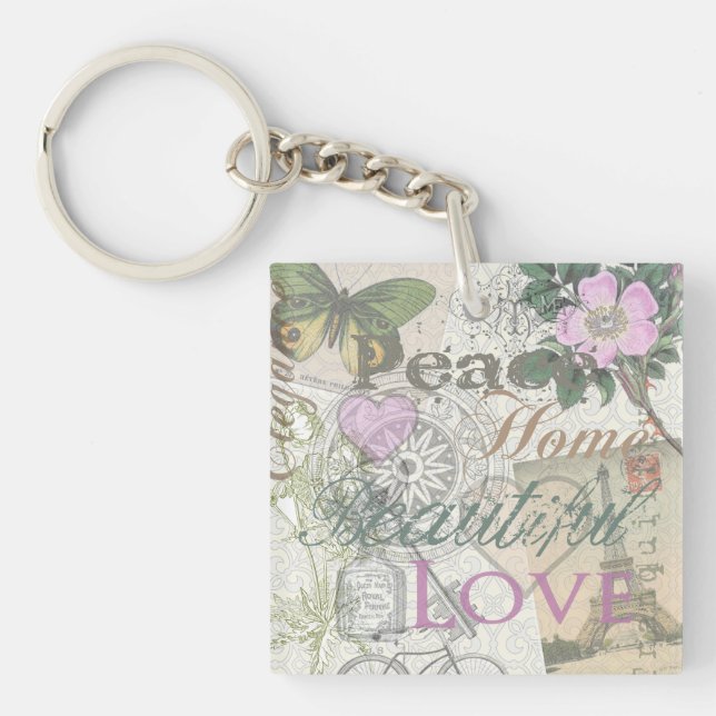 Vintage Peace Home Beautiful Love Key Ring (Front)