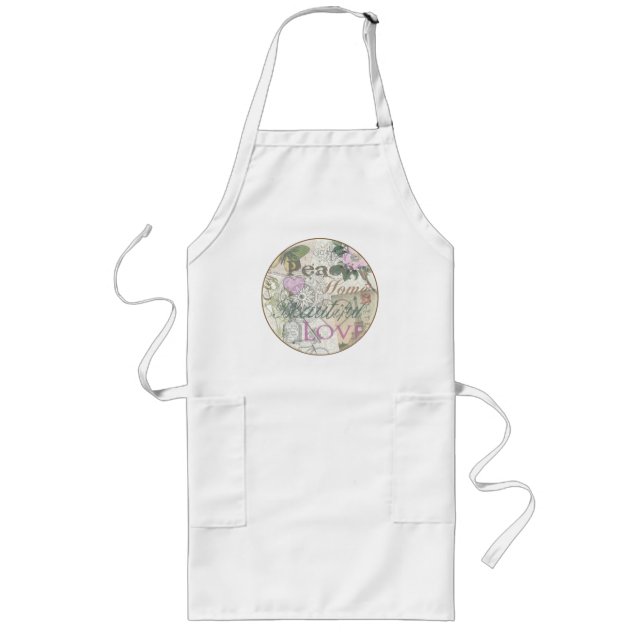 Vintage Peace Home Beautiful Love Long Apron (Front)