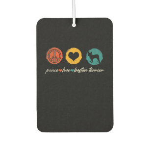 Vintage Peace Love Boston Terrier Dog Lover Gifts Car Air Freshener
