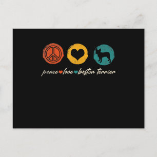 Vintage Peace Love Boston Terrier Dog Lover Gifts Postcard