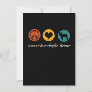 Vintage Peace Love Boston Terrier Dog Lover Gifts Thank You Card
