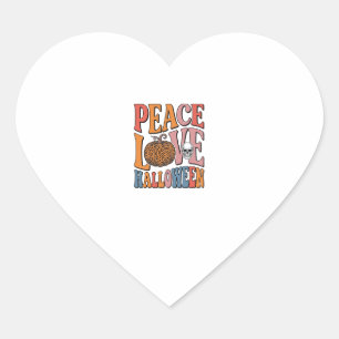 Vintage Peace Love Halloween Pumpkin Skull Design_ Heart Sticker