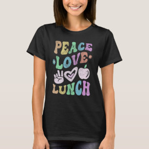 Vintage PEACE LOVE LUNCH LADY Retro Cafeteria Groo T-Shirt