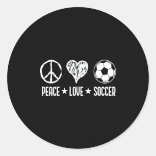 Vintage Peace Love Soccer Football Soccer Player T Classic Round Sticker