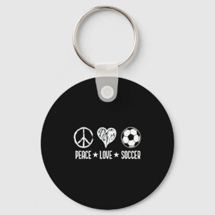 Vintage Peace Love Soccer Football Soccer Player T Key Ring