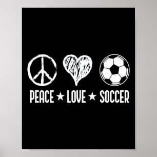 Vintage Peace Love Soccer Football Soccer Player T Poster