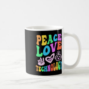 Vintage Peace Love Technology Retro Computer Teach Coffee Mug