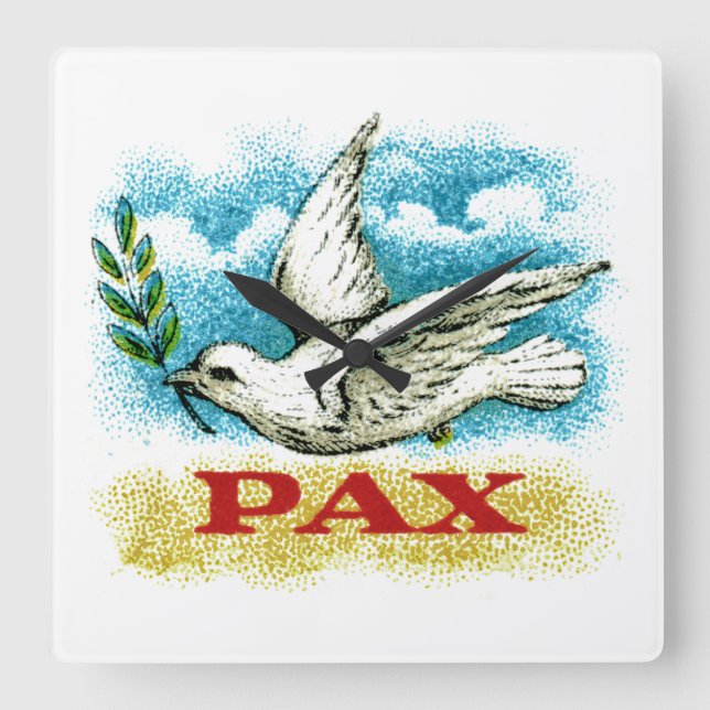 Vintage Peace on Earth Square Wall Clock (Front)