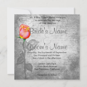 Vintage Peace Rose Wedding Invitation