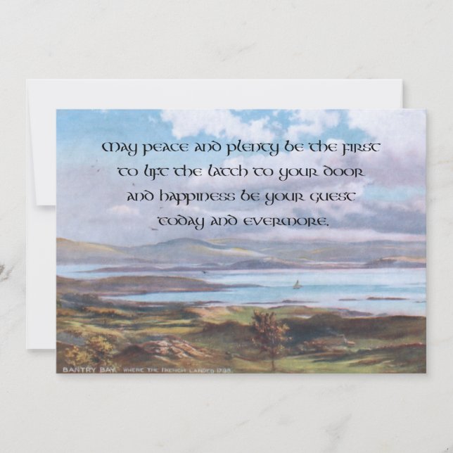 Vintage Peaceful Bantry Bay & Irish Blessing Holiday Card (Front)
