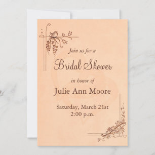 Vintage Peach Bridal Shower Invitation