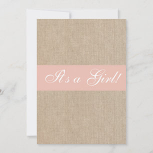 Vintage Peach Burlap Baby Shower Invitation