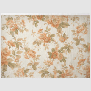 Vintage Peach Floral Decoupage Tissue Paper