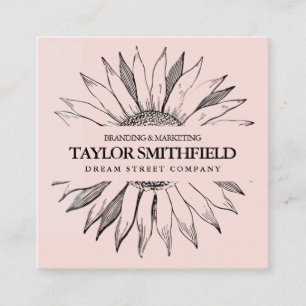 Vintage Peach Floral Sunflower Business Card
