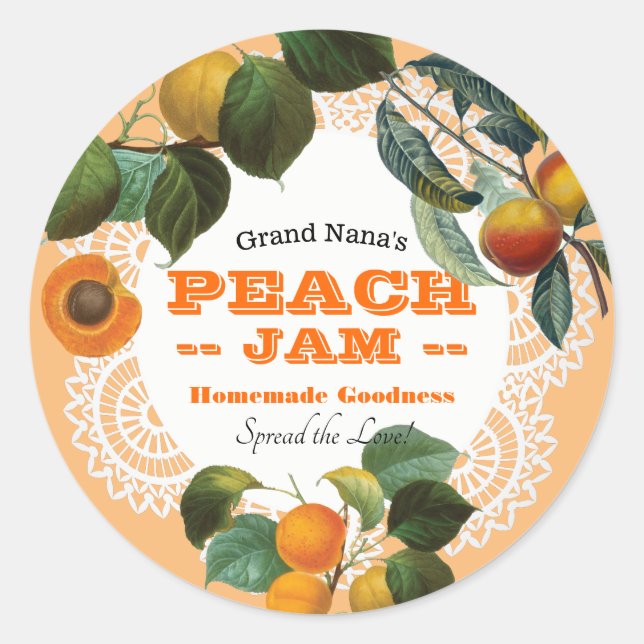 Vintage Peach Jam Label (Front)