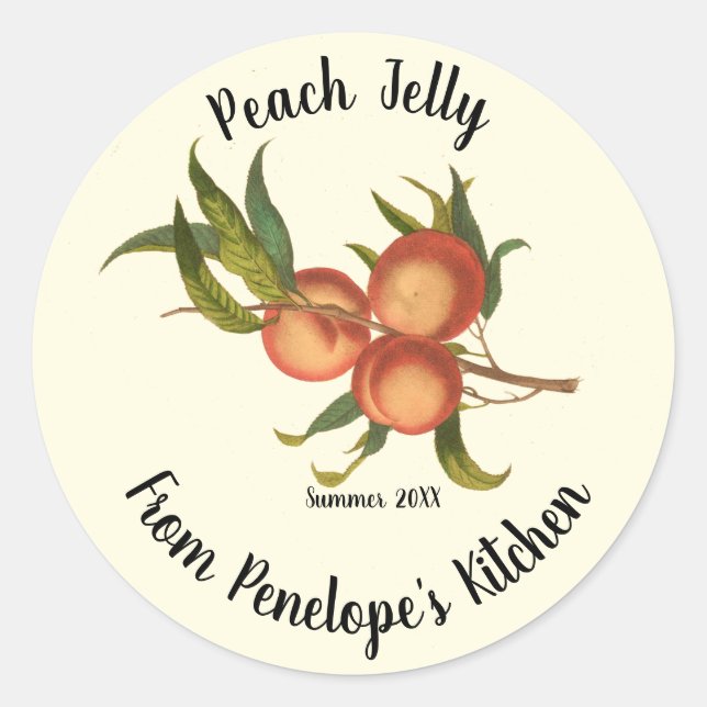 Vintage  Peach Jelly Label From Your Kitchen Dated (Front)