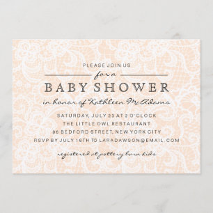 Vintage Peach Lace Baby Shower Invitation