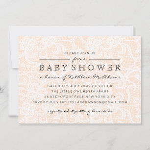 Vintage Peach Lace Baby Shower Invitation