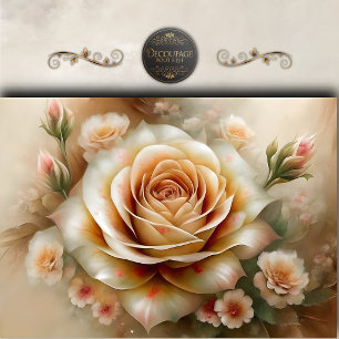 Vintage Peach Rose Decoupage Tissue Paper