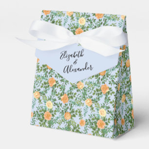 Vintage Peach Rose Wedding with Light Blue Favour Box