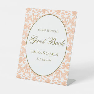 Vintage Peach Wedding Guestbook Sign