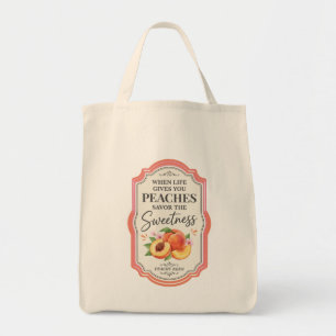 Vintage Peaches Fruits the Sweetness Quote Tote Bag