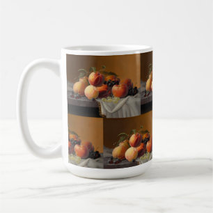 Vintage Peaches Grapes Fruit Still Life Painting Coffee Mug