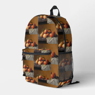 Vintage Peaches Grapes Fruit Still Life Painting Printed Backpack