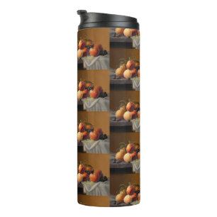 Vintage Peaches Grapes Fruit Still Life Painting Thermal Tumbler
