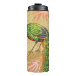 Vintage Peacock and flowers painting Thermal Tumbler