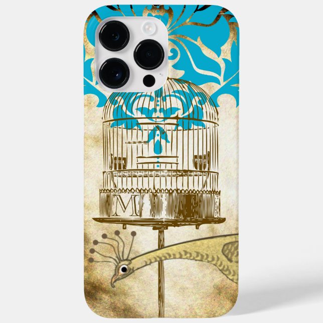 Vintage Peacock Birdcage Damask iPhone Case (Back)